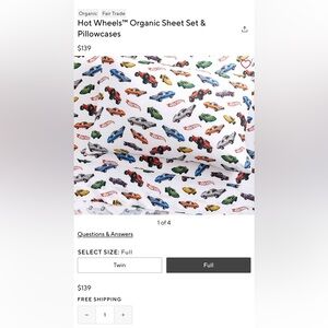 Hot Wheels™ Organic Sheet Set & Pillowcases